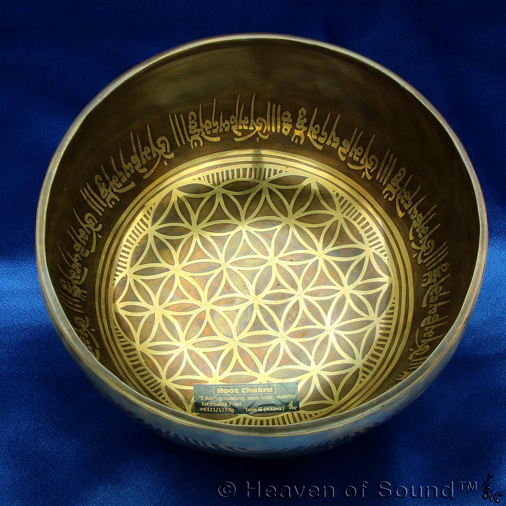 Flower of Life Singing Bowl #6121 "RootChakra" for basic trust & stability at Heaven of Sound