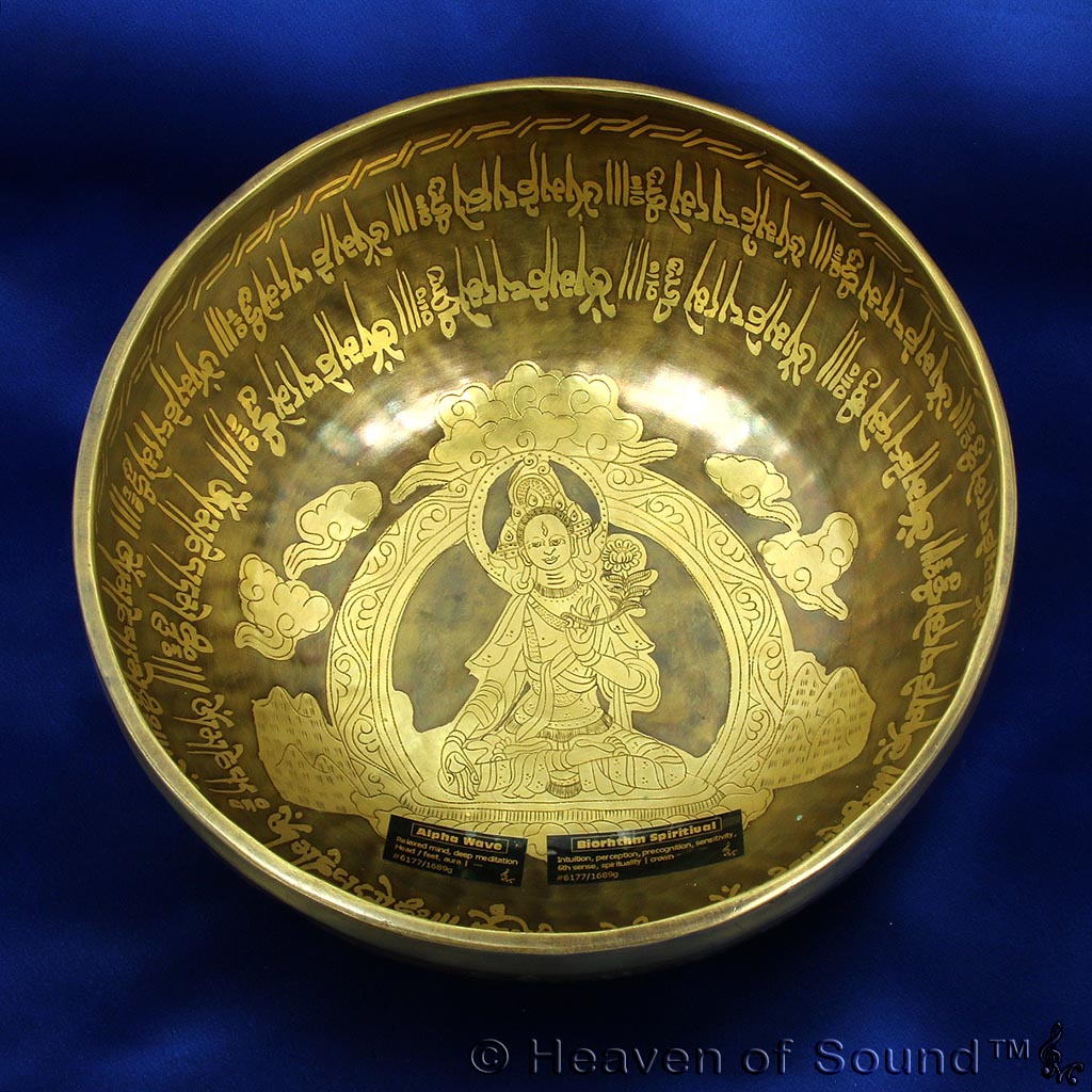 Etched & Engraved "Alpha Wave" & "Biorhythm Spirit" singing bowl #6177, for enlightened meditation - exclusively at Heaven of Sound - 1