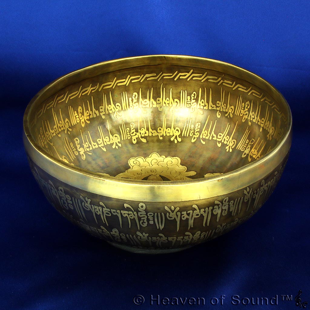 Etched & Engraved "Alpha Wave" & "Biorhythm Spirit" singing bowl #6177, for enlightened meditation - exclusively at Heaven of Sound - 6