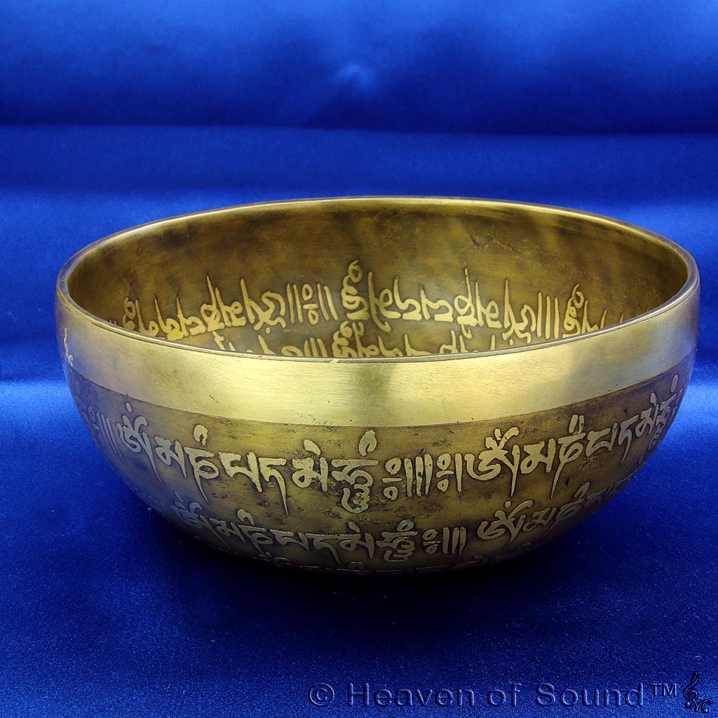 Gift boxed singing bowl set, OM etched certified healing bowl "Lilith", #BEOH5226 with felt stick and pad from Heaven of Sound - 2