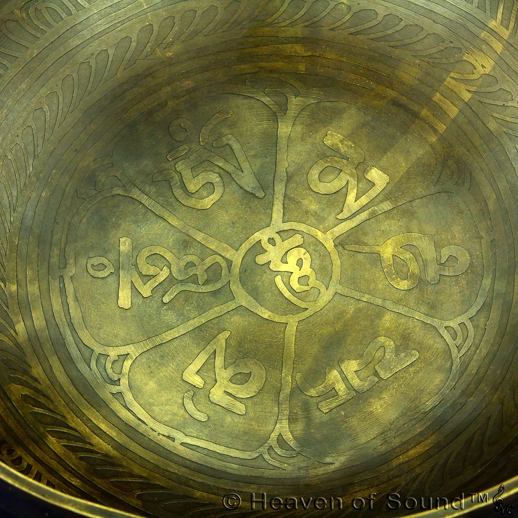 Etched Bronze Singing Bowl "Alpha Wave" + "Hydrogen Gamma" #1120 for physical healing & mediation, exclusive at Heaven of Sound - 2