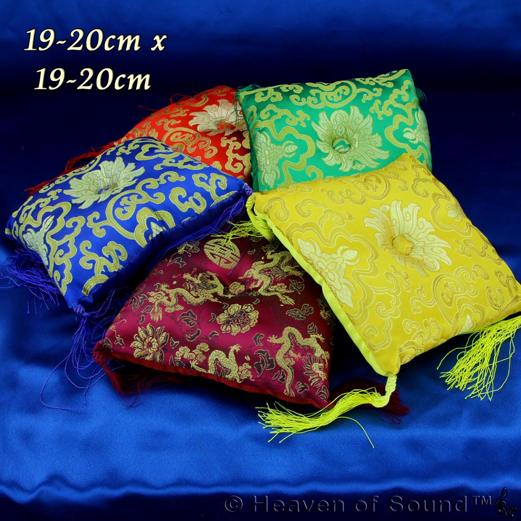 Singing Bowl Brocaded Silk Square Cushions  - Heaven of Sound - 3