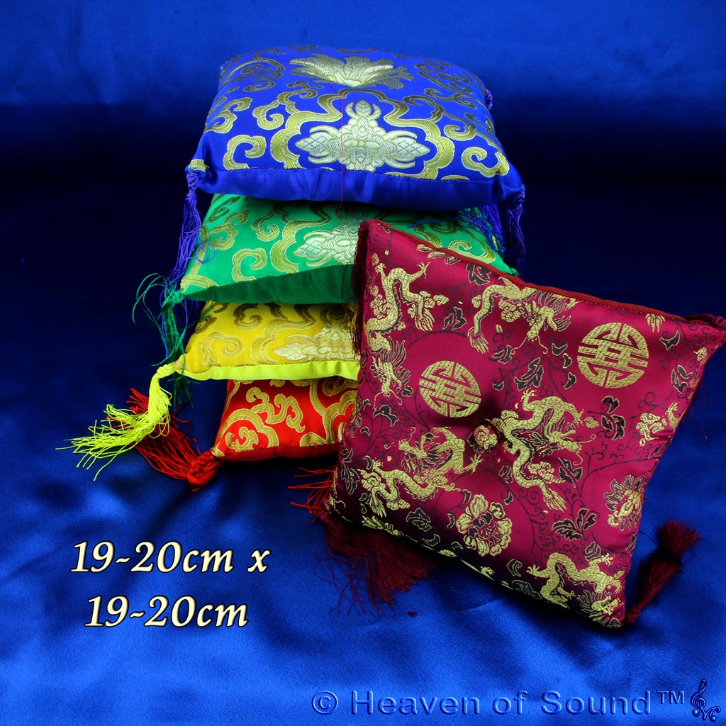 Singing Bowl Brocaded Silk Square Cushions  - Heaven of Sound - 4