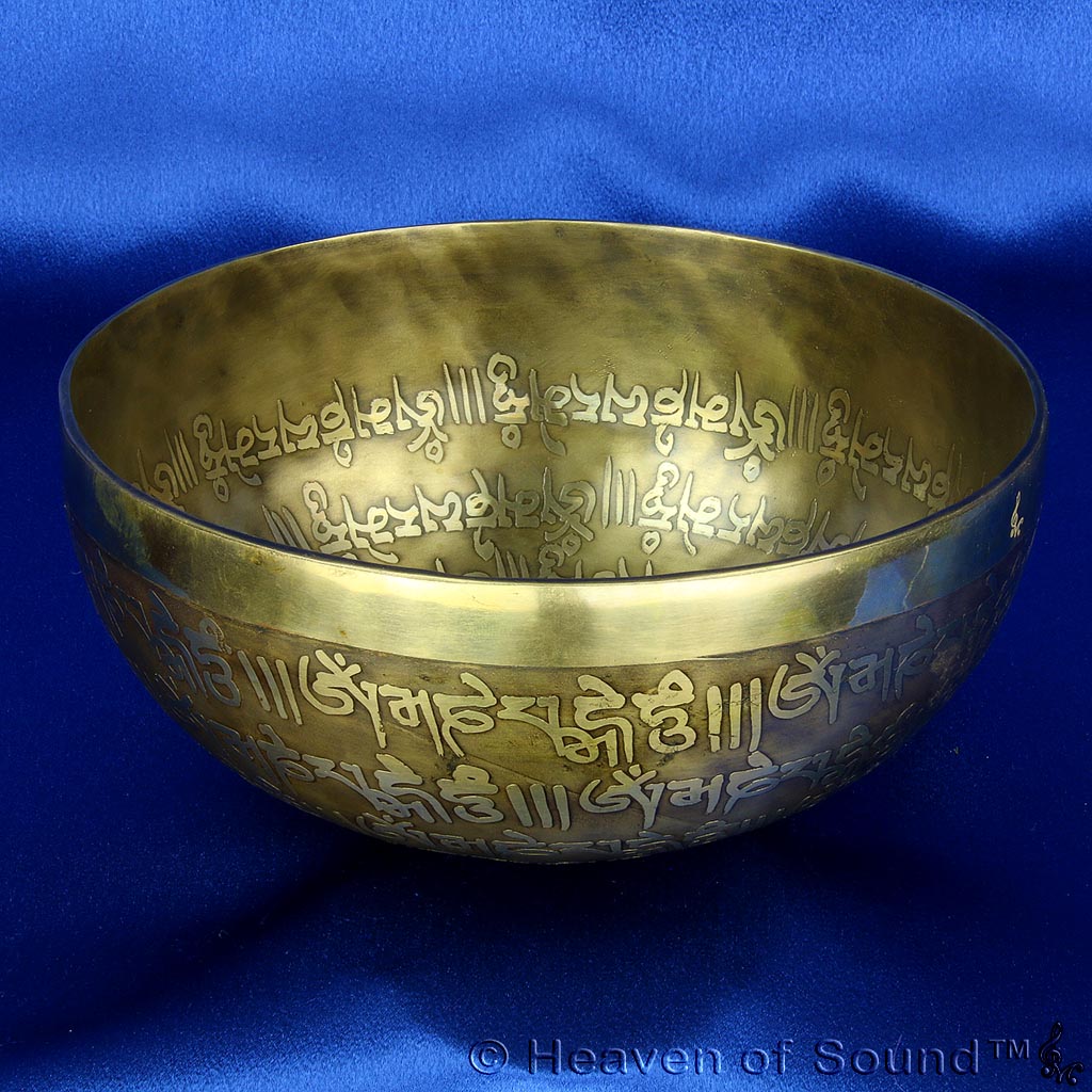 OM etched planetary singing bowl "Earth Day Star + Sun", #BEOH5196, from Heaven of Sound - 5