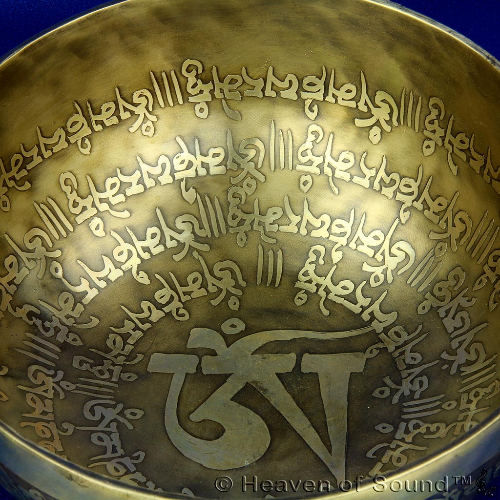 OM etched planetary singing bowl "Earth Day Star + Sun", #BEOH5196, from Heaven of Sound - 1