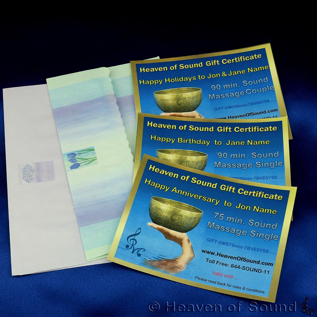 Gift Certificate for Sound Healing Massage Treatment - Heaven of Sound